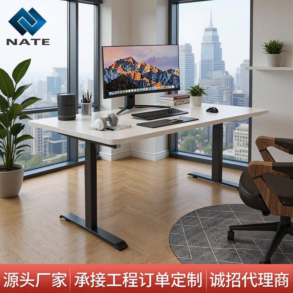 智能电动升降桌架欧式站立式升降学习办公桌腿双电机升降电脑桌腿