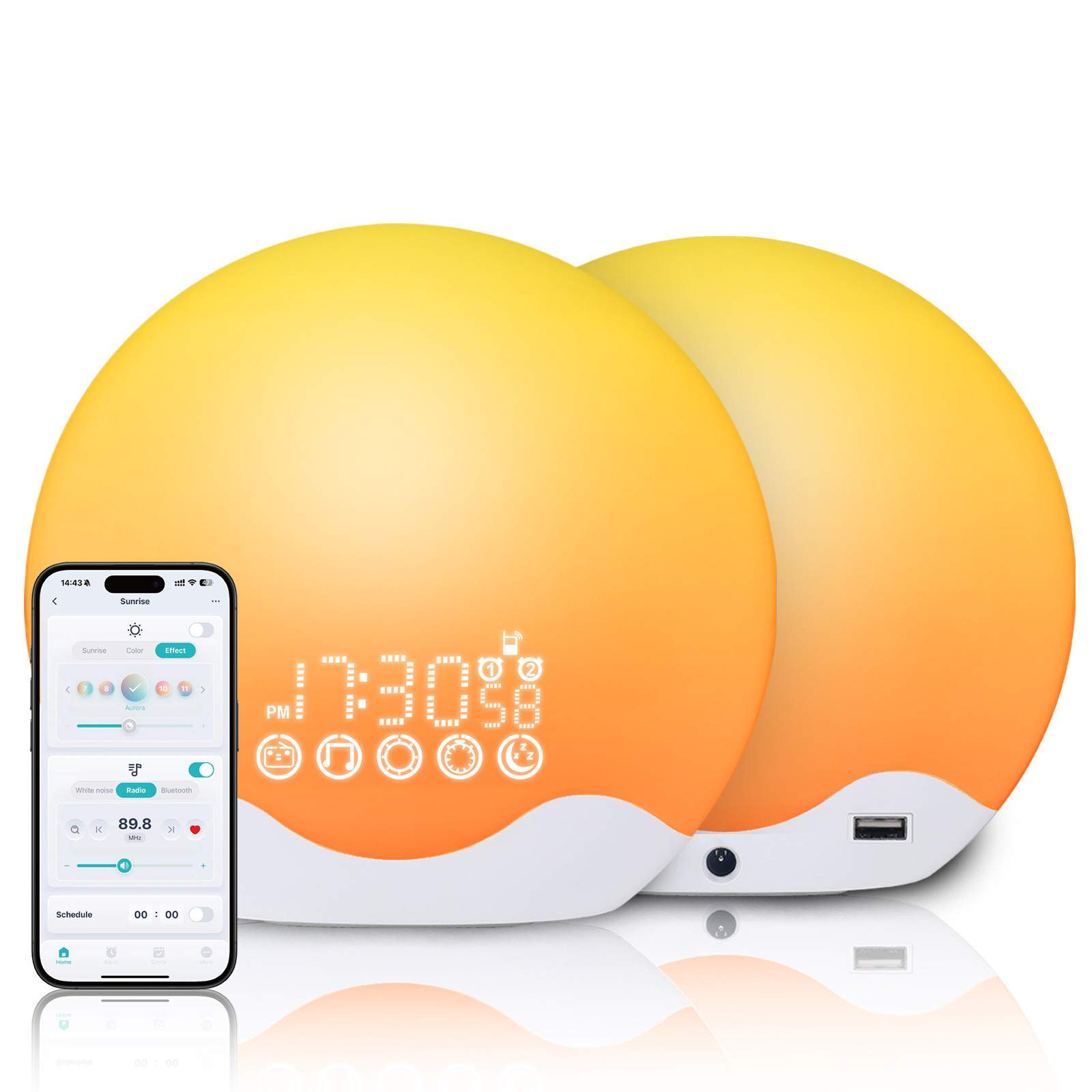 新款USB日出唤醒灯LED闹钟睡眠灯七彩氛围灯卧室台灯小夜灯