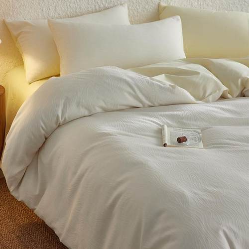 A类100全棉床上四件套纯棉提花被套床单三件套轻奢高级感床品床笠