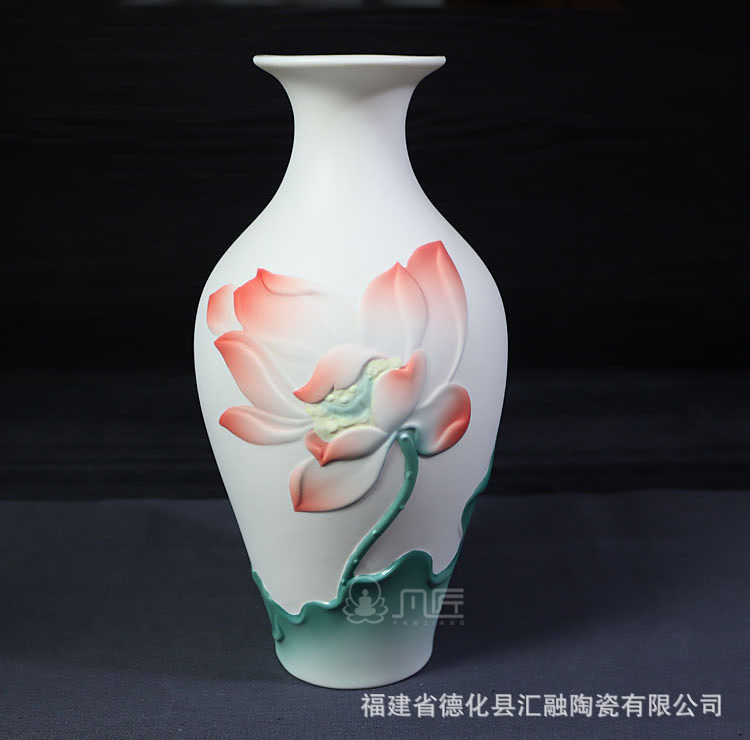 荷瓶香筒陶瓷花瓶花插线香瓶插花瓶家居办公白瓷摆件