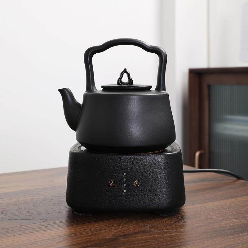 家用陶瓷电陶炉茶炉黑陶粗陶玻璃煮茶器大号烧水壶家用蒸茶器