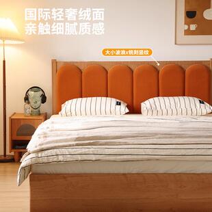 法式复古简约实木抽屉储物床主卧软包床小户型1.8米樱桃木高箱床