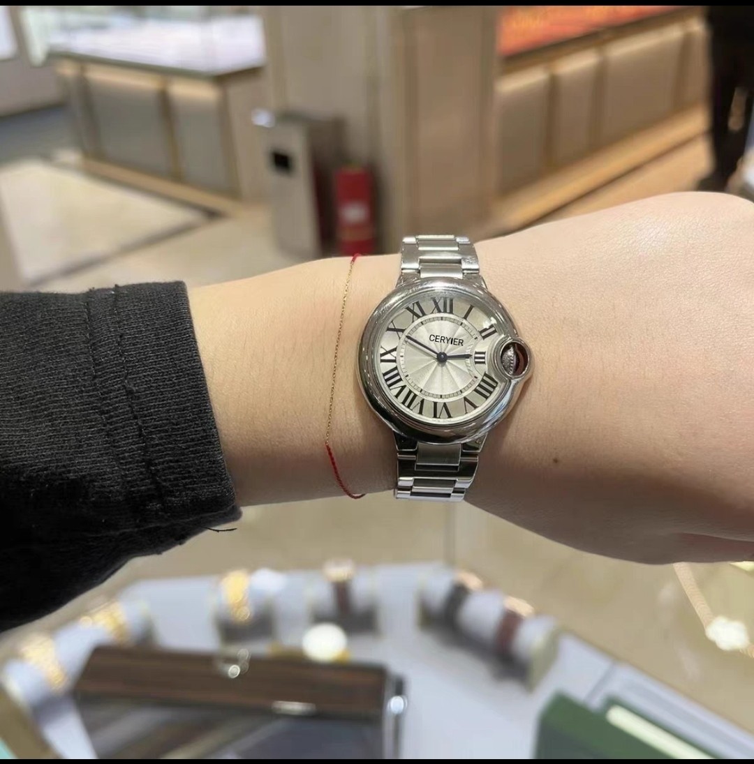 瑞士CERYIER手表女士蓝针气球石英机芯时尚精钢表防水鱼泡眼女表