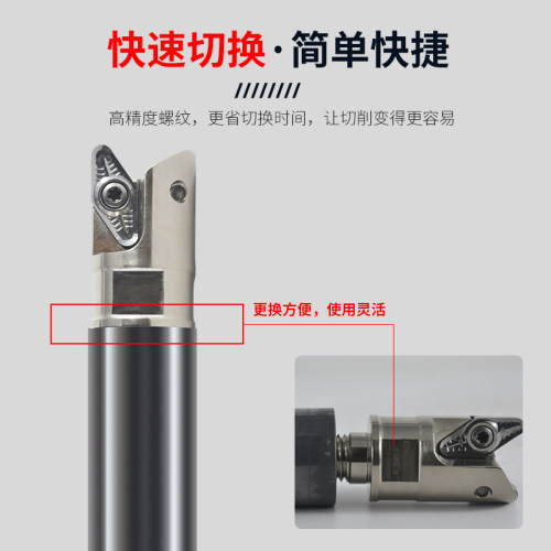 VCGT锁牙头重切削快进给铣刀杆R3圆鼻铣刀盘铝合金N专用VCGT22053