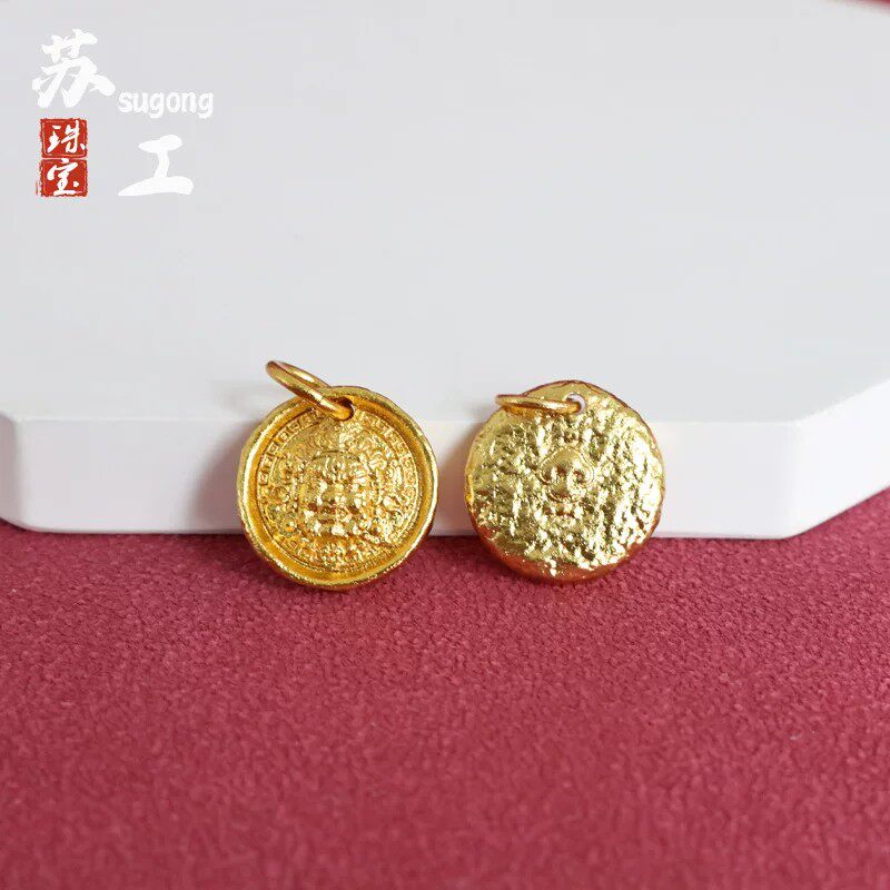 手持diy配饰配珠24K黄金色镶钻黄财神吊坠侧挂件文玩手串手链佛珠