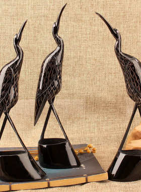 牛角家居客厅电视柜装饰品办公桌面摆件创意动物仙鹤手工艺礼物