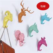 创意美式 饰壁挂门后衣帽动物挂钩 店铺彩色立体玄关客厅餐厅覆古装