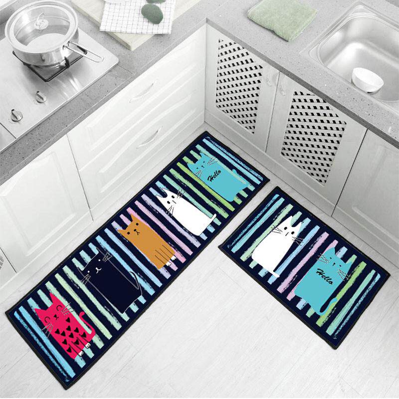厨房地毯满铺卡通长条防滑吸水防油家用卫生间门口进门地垫可机洗