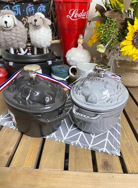 现货法国Staub 珐琅铸铁锅 17cm灰色/莳萝绿小猪/锅炖锅汤锅 包邮