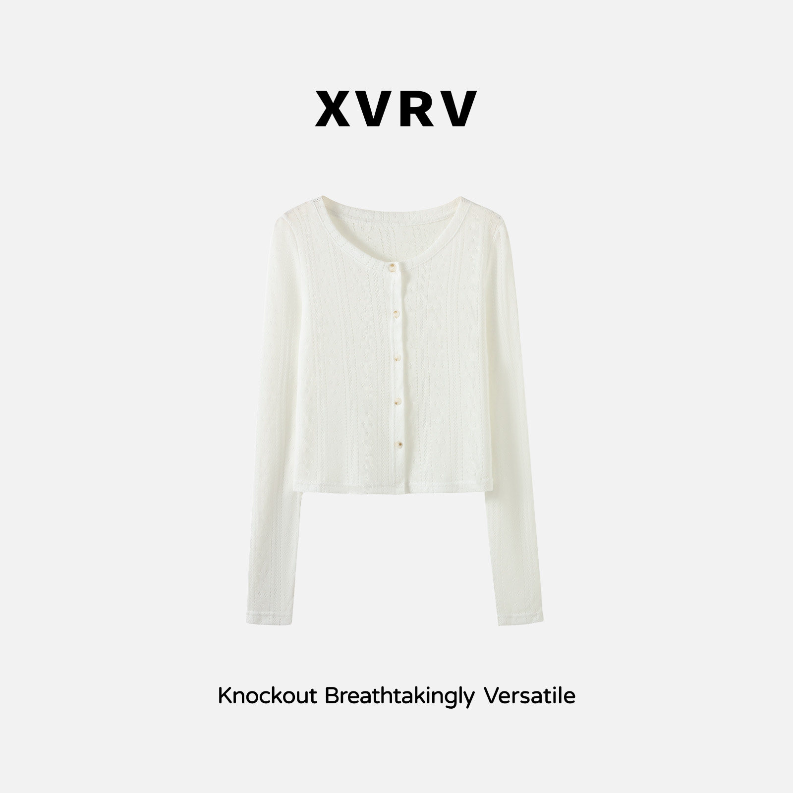 XVRV2026夏季新款韩系薄款通勤时尚百搭透气镂空防晒罩衫T恤女图片
