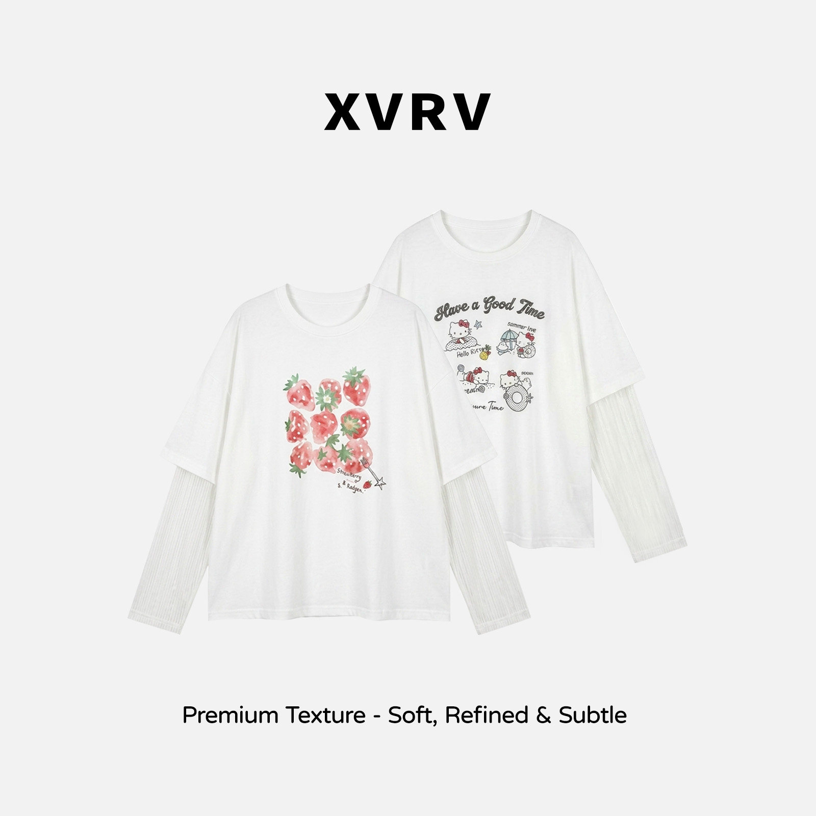 XVRV趣味印花长袖女莱赛尔面料拼接蝴蝶结提花蕾丝面料夏季罩衫图片