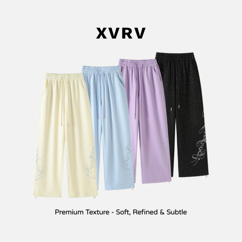 XVRV2026秋季新款蝴蝶结烫钻可调节束脚裤简约百搭长裤休闲运动裤
