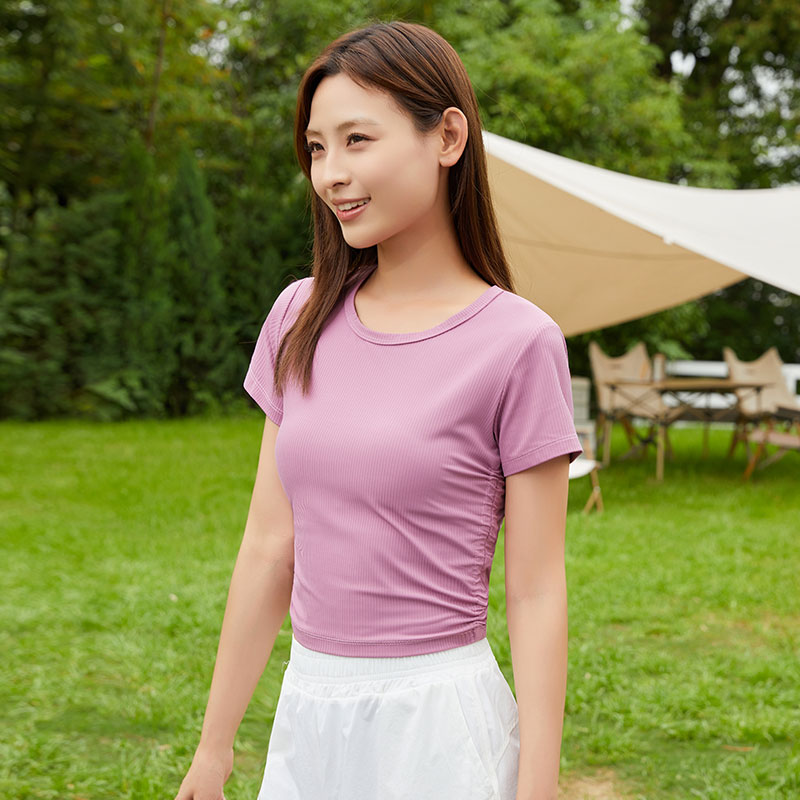 XVRV2026夏季薄款锦纶短袖T恤透气瑜伽健身户外跑步服女跳舞上衣图片