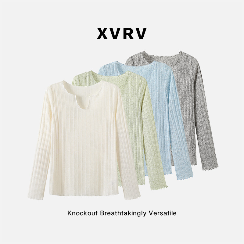 XVRV2026春夏新款亚麻木耳边V领防晒慵懒风女运动罩衫图片