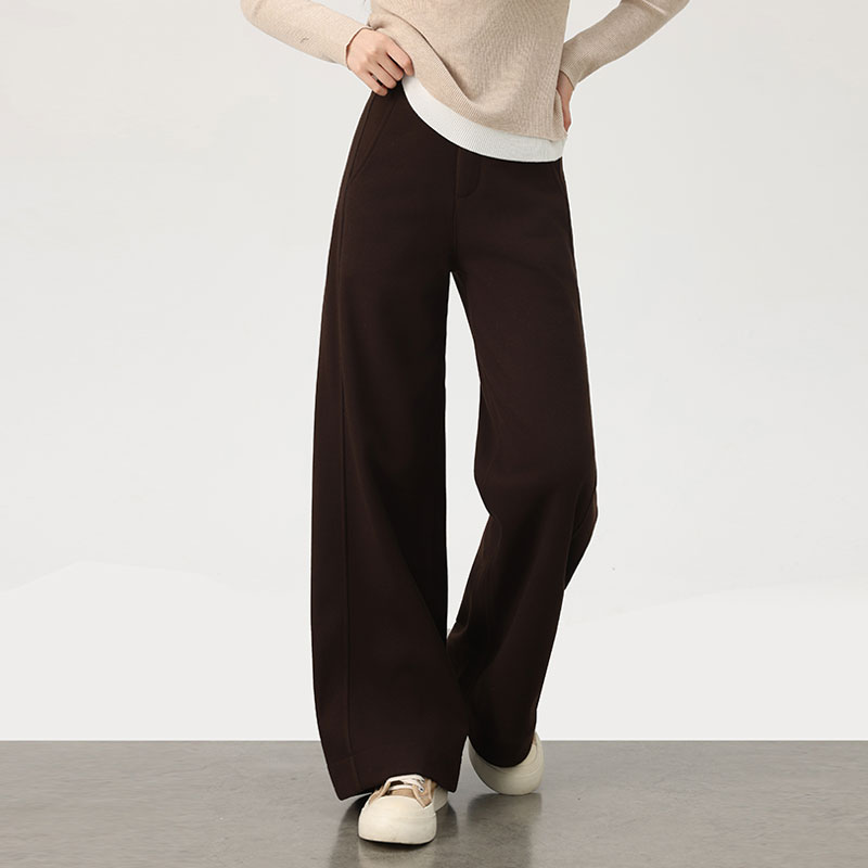 XVRV冬季新款羊毛阔腿裤女垂感针织直筒长裤羊绒外穿高个子拖地裤