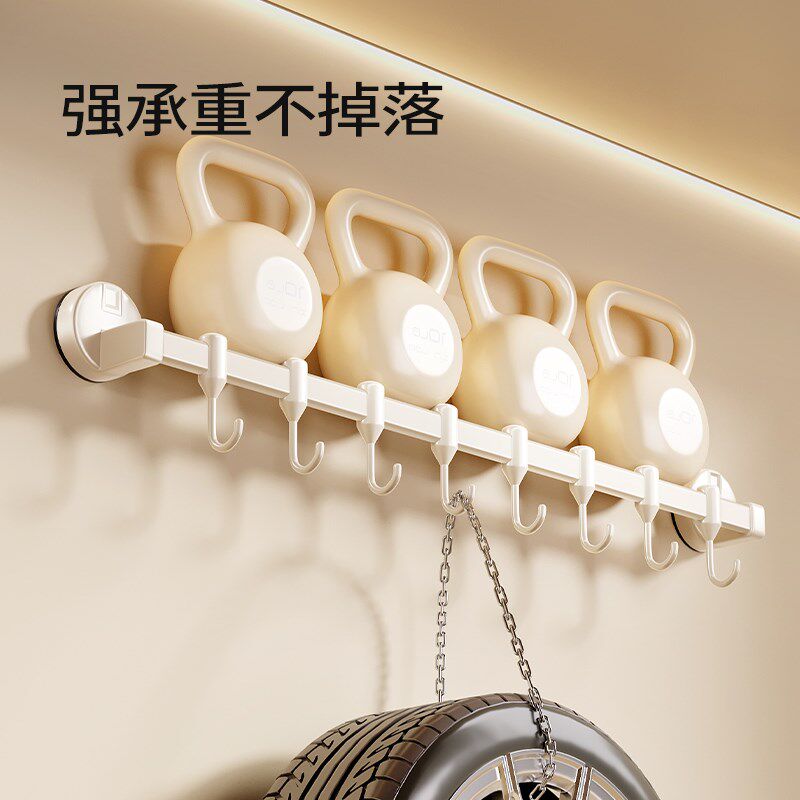 吸盘厨房挂钩挂h杆免打孔厨房置物架锅铲勺子一体挂架壁挂式收纳