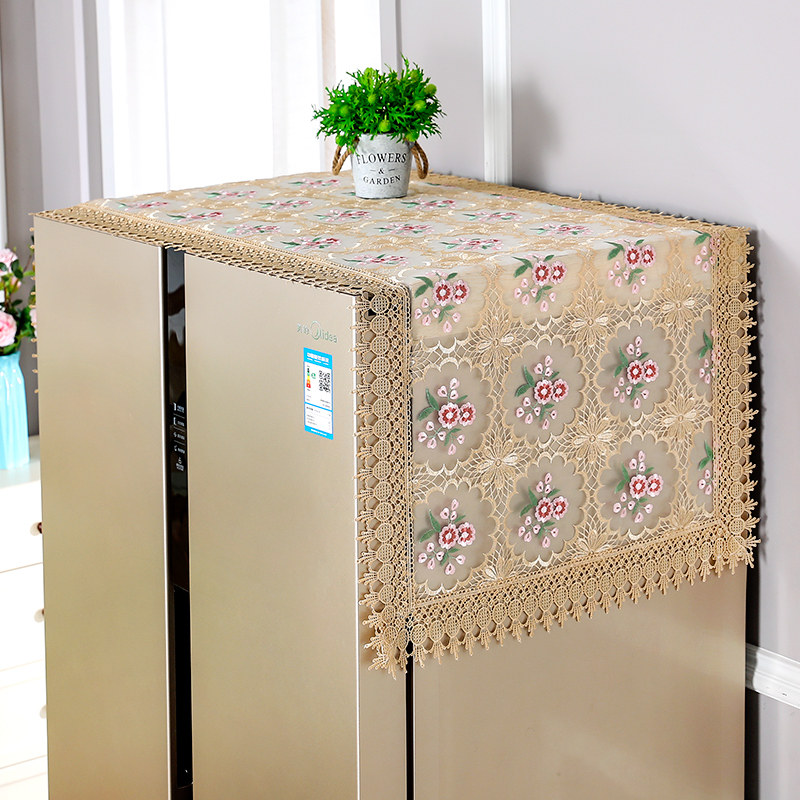 冰箱盖布防尘罩单k开门双开门防尘盖巾防尘布蕾丝冰箱罩盖布纱巾