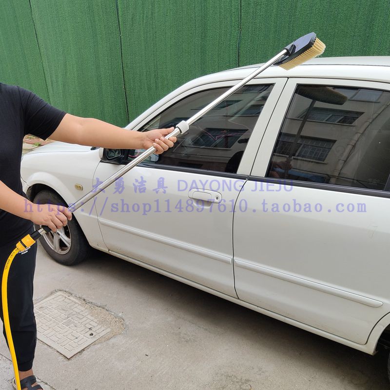 家用软毛通水洗车刷子带开关伸缩杆D刷车拖把喷水刷车神器软管套