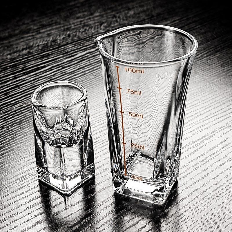 晶鑫餐具方形水晶玻璃小酒u杯白酒分酒器一口杯高级感精致商用家