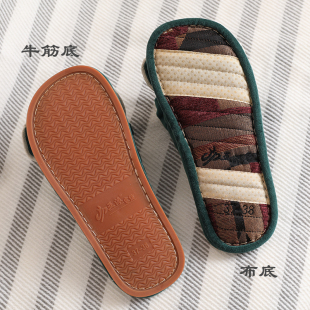 新款 男女静音K防滑牛筋底软底家用短 秋冬季 毛绒布艺情侣布底拖鞋