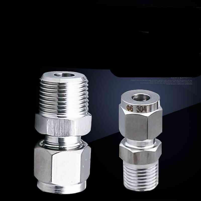 定制1/8 1/4 3/8不锈钢3v04终端直通卡套接头 卡管外径6mm8mm10mm