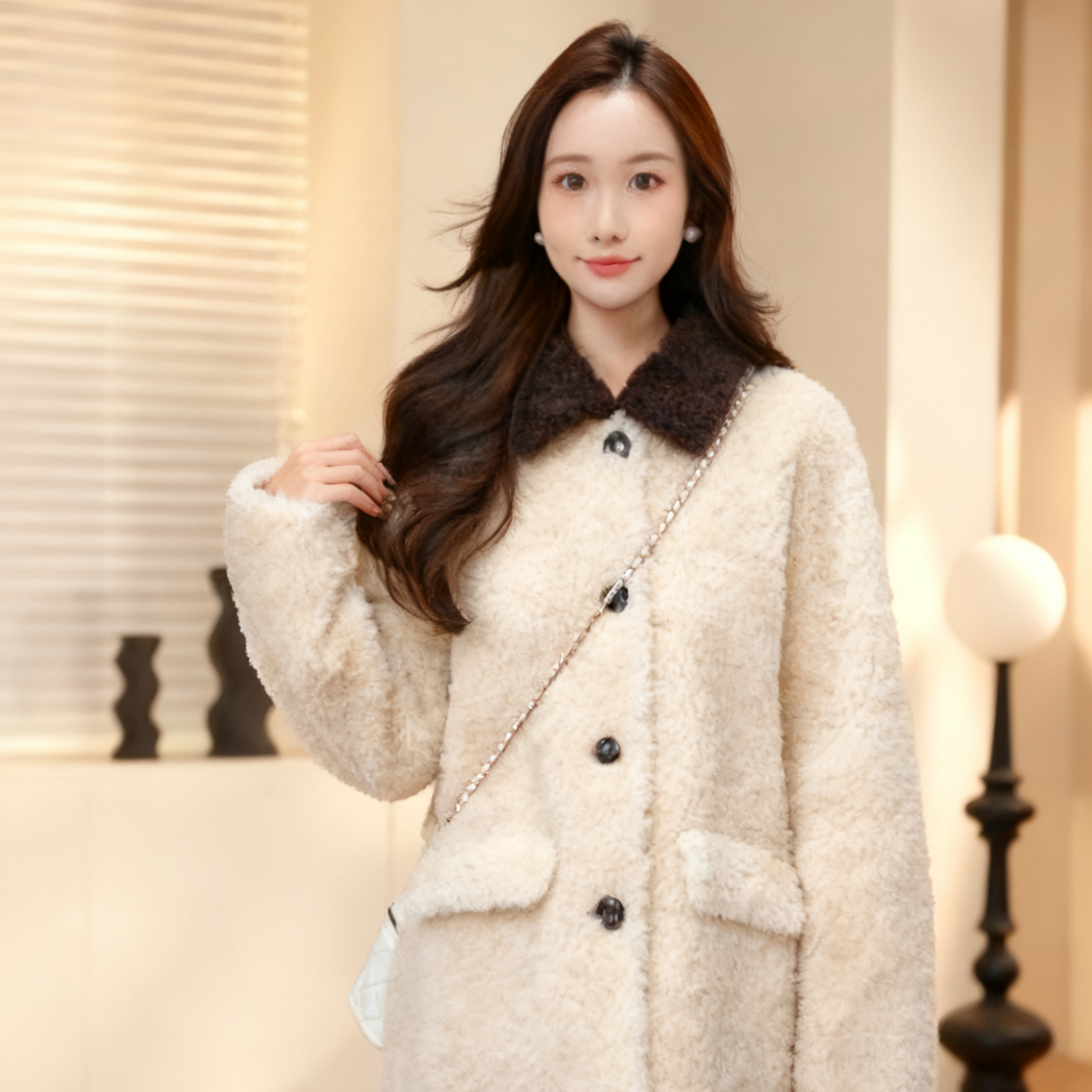 百家好秋冬新款大衣宽松毛毛外套