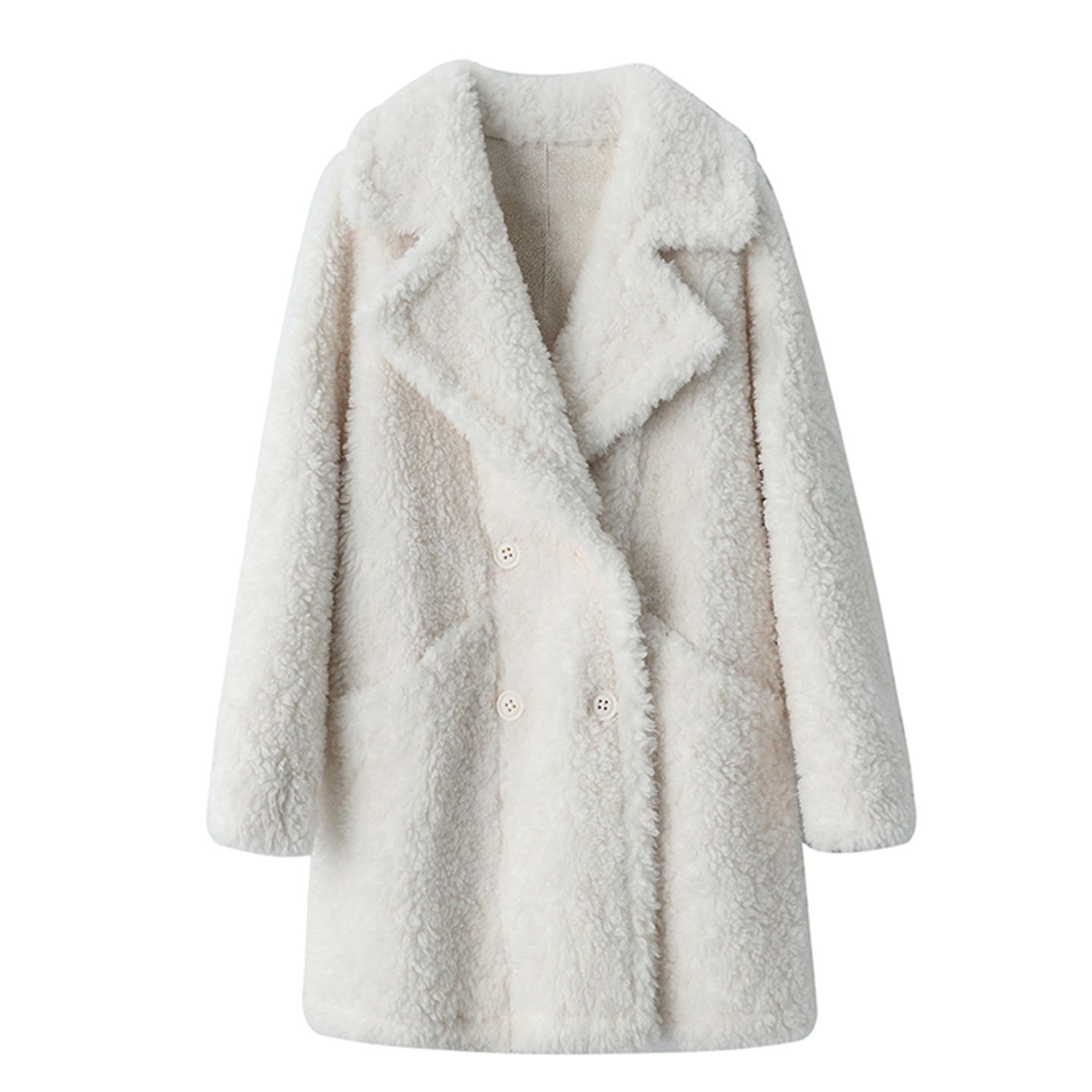 百家好新款颗粒双排扣羊毛大衣女