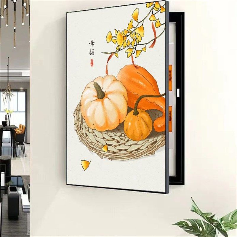 竖版侧开电表箱装饰画免打孔简y约风竖款客厅挂画遮挡电闸盒配电