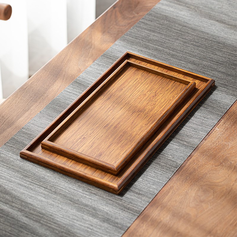德化重竹茶盘家用茶o托盘实木茶具盘托小型干泡台竹制胡桃色奉茶