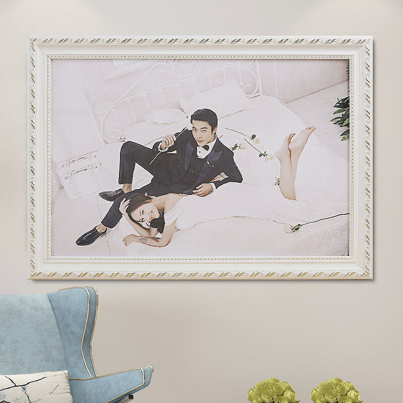 洗照片做成婚纱相框挂墙16 20w 24 30 36寸放大全家福照片装框定