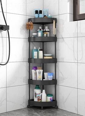 角手浴室置物架落地推车厕所洗间移动收ZIF纳架小卫生间墙角三转