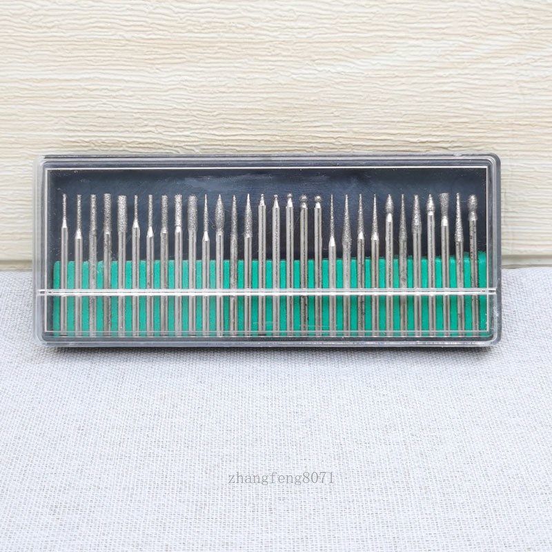 电磨配件玉石磨针磨头磨棒30支盒装金钢石雕刻工具组合套装