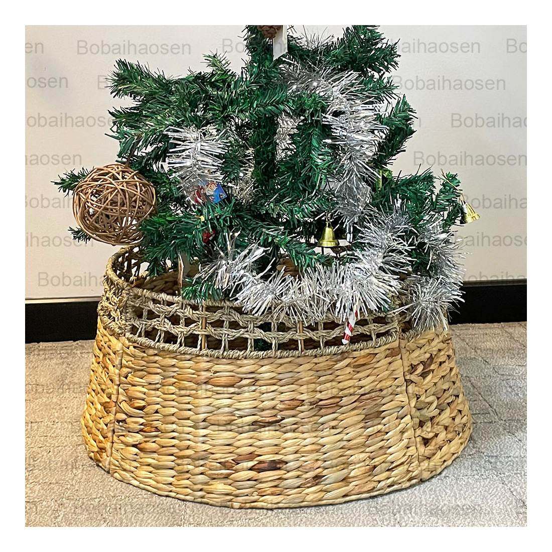 Ins人气手工编织圣诞树底座海草水葫芦圣诞装饰圣诞树树裙可拆卸