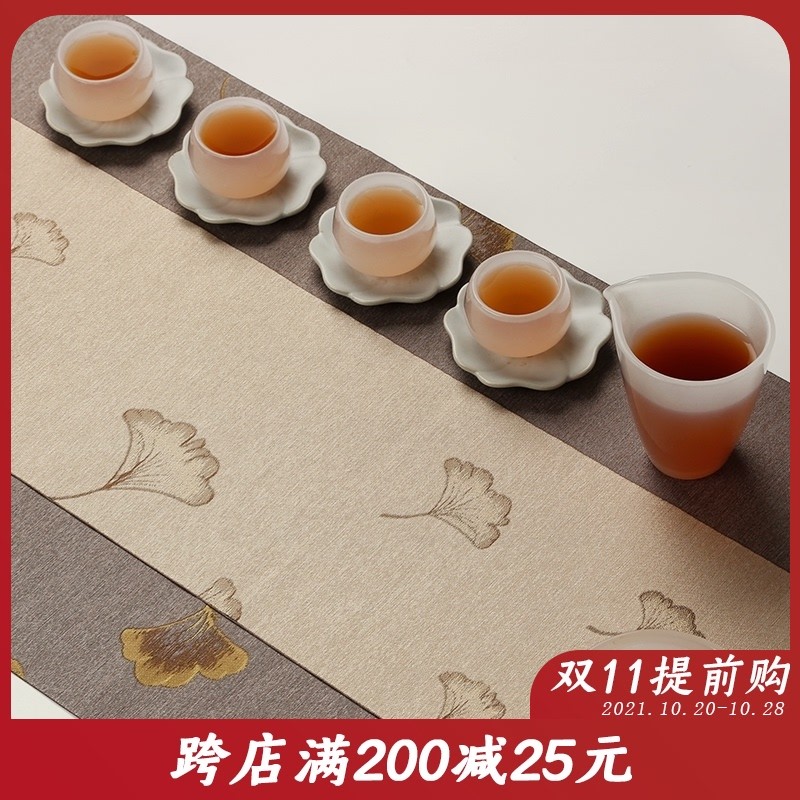 防水茶席棉麻布禅意 日式茶具配件干泡茶巾 布艺桌旗中式茶桌垫布