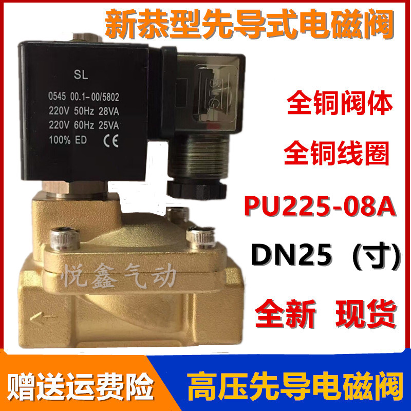 PU225-08A电磁阀 SLP-25 1寸 DN25 先导式高压电磁阀 220V 24V