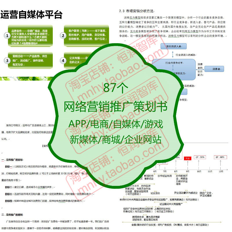 企业APP网店自媒体推广计划书运营策划书游戏网络电商宣传方案
