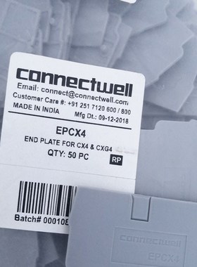 EPCX4科尼威尔进口CONNECTWELL弹片紧固接线导轨式接线端子挡板