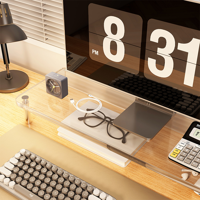 压克力显示器增高架台式电脑萤幕架办公室桌面置物架笔记本收纳层