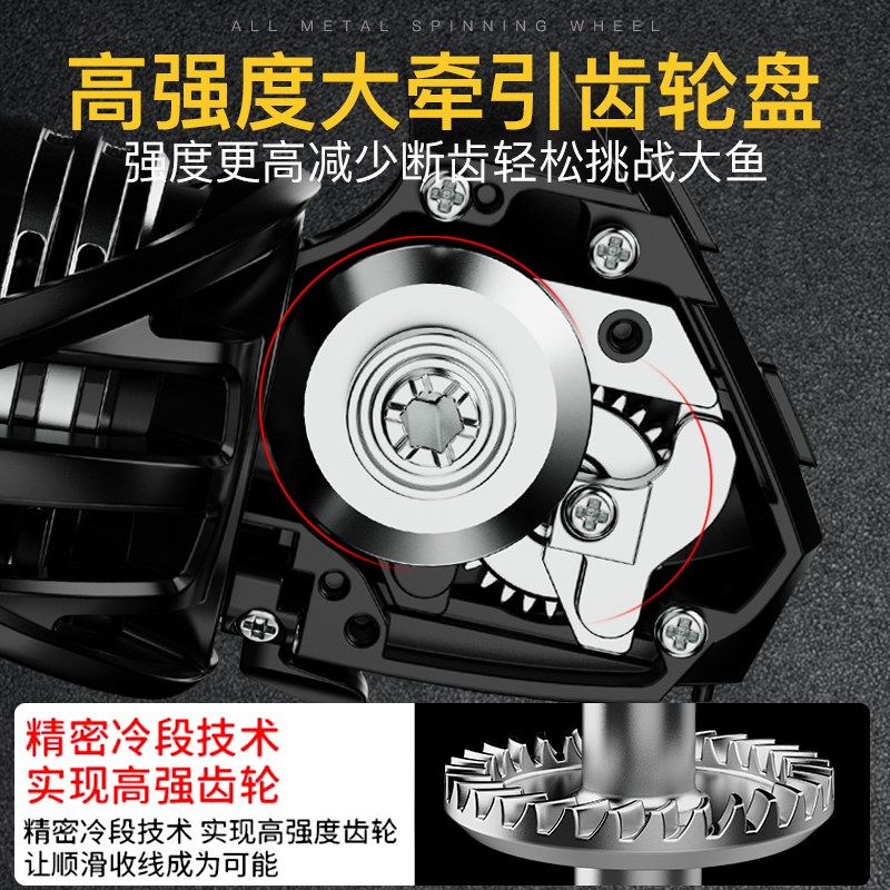 路亚远投纺车轮鱼k线轮14轴全金属无间隙渔轮海竿远投路亚筏钓矶