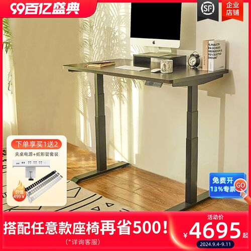 9AM升降桌pesk电竞桌智v能电动办公桌站立式工作台电脑桌双电机桌