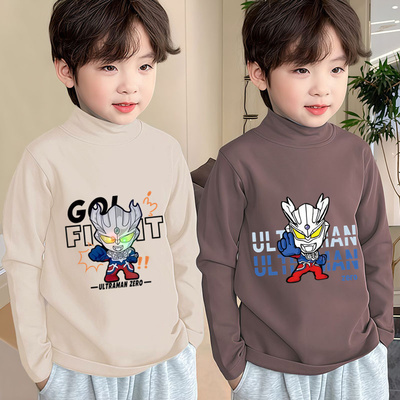 男童打底衫双面德绒保暖半高领新款内衣百搭加厚洋气长袖T恤上衣