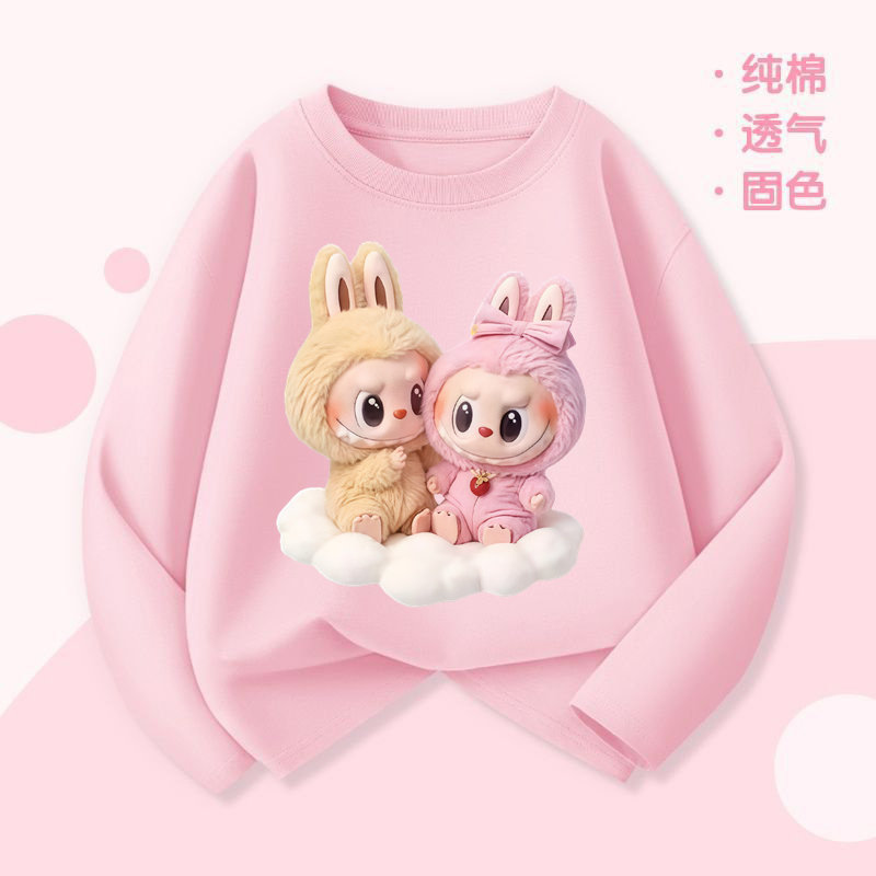 女童长袖t恤秋季卡通拉布布纯棉可爱儿童T恤中大童洋气打底上衣服