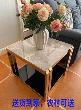 轻奢角几约代钛金不锈36478钢岩板厅方几高端北欧客边几沙简发侧