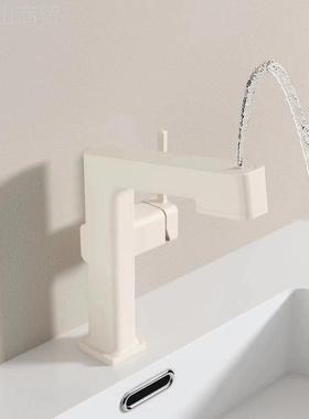 bain mixKWTer水抽拉式奶白色面盆龙头家用洗手盆洗脸盆铜可s漱