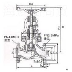 铸钢/碳钢截止阀法兰J4HRWR-N16/25C1蒸汽高温D365 80 200 00