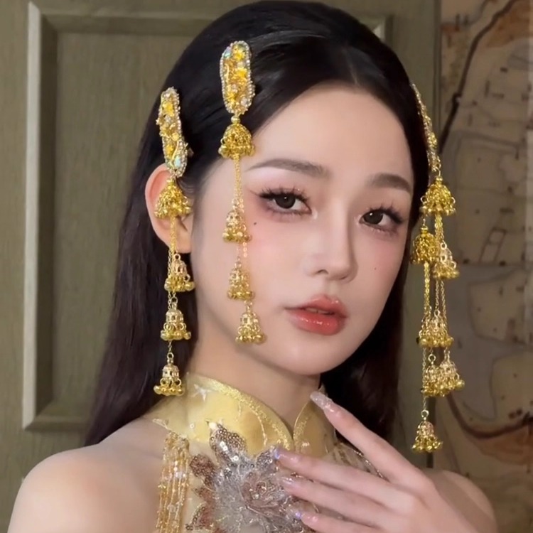 易梦玲同款民族风金色流苏发夹边夹侧边刘海夹发饰女2025新款高端
