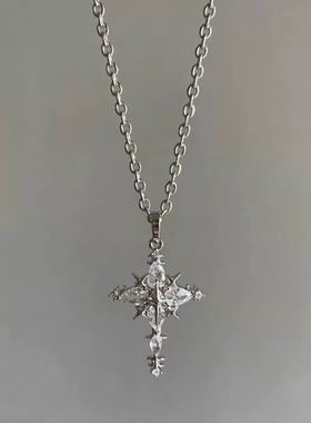 清冷感雪花十字架项链春夏新款