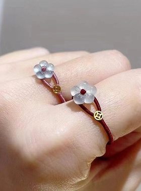 新中式有钱花红绳手工极细女戒