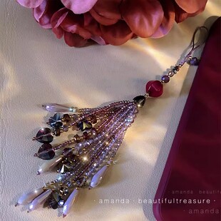 水晶包挂饰品~闪钻流苏钥匙扣手工手机挂件U盘挂绳衣襟古风挂坠