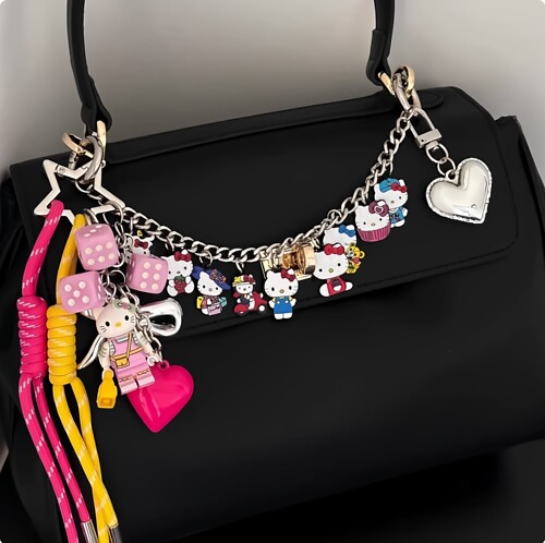 kt挂件金属链条极繁包包饰品合金hellokitty小挂件超萌包挂双扣链